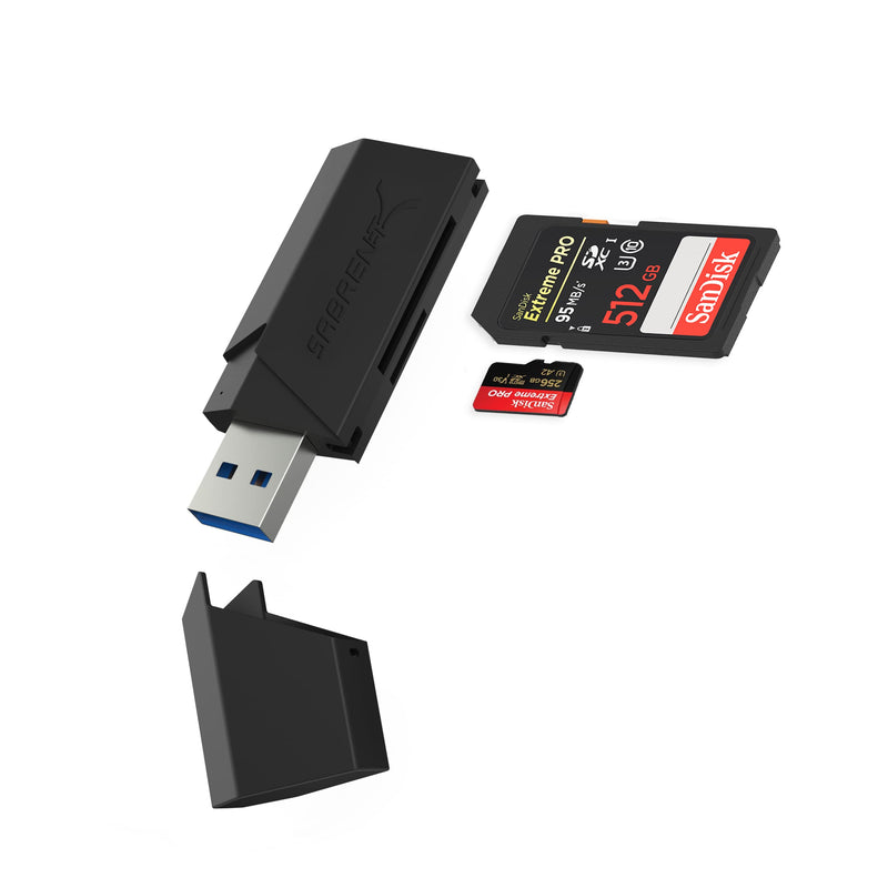 SABRENT SuperSpeed 2-Slot USB 3.0 Flash Memory Card Reader for Windows, Mac, Linux, and Certain Android Systems - Supports SD , SDHC , SDXC , MMC / MicroSD , T-Flash [Black] (CR-UMSS) 2-Slot USB A