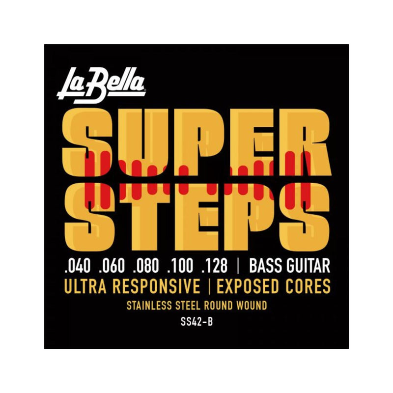 La Bella SS42-B Super Steps, 5-String - Custom Light Stainless Steel Round Wound Bass Guitar String 40-128
