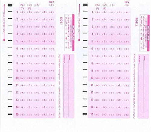 TEST-815 Double Sided 815 15 Question Compatible Testing Forms (100 Sheet Pack) 100 Sheet Pack TEST-815