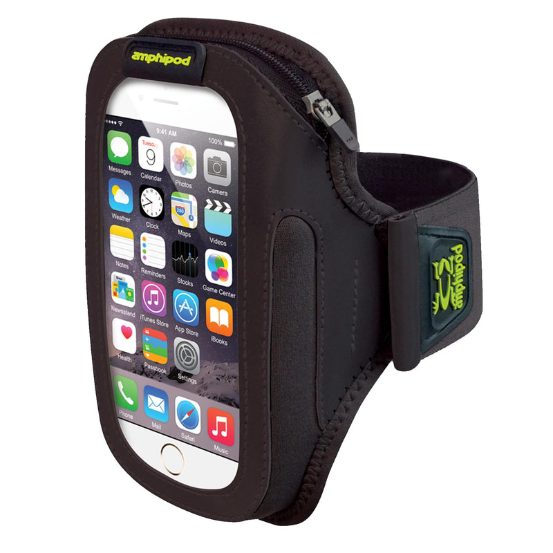 Amphipod ArmPod SmartView Sumo Armband, Reflective Phone Holder | Arm or Belt Accessory with Zip Storage for Running & Walking Black