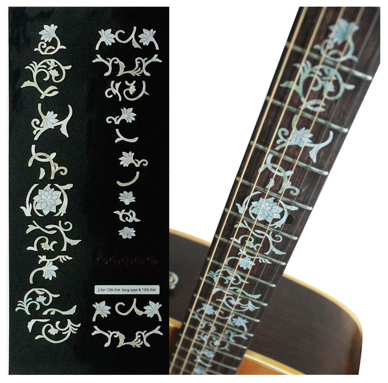 Jockomo Oriental Flower White Pearl Guitar Inlay Sticker