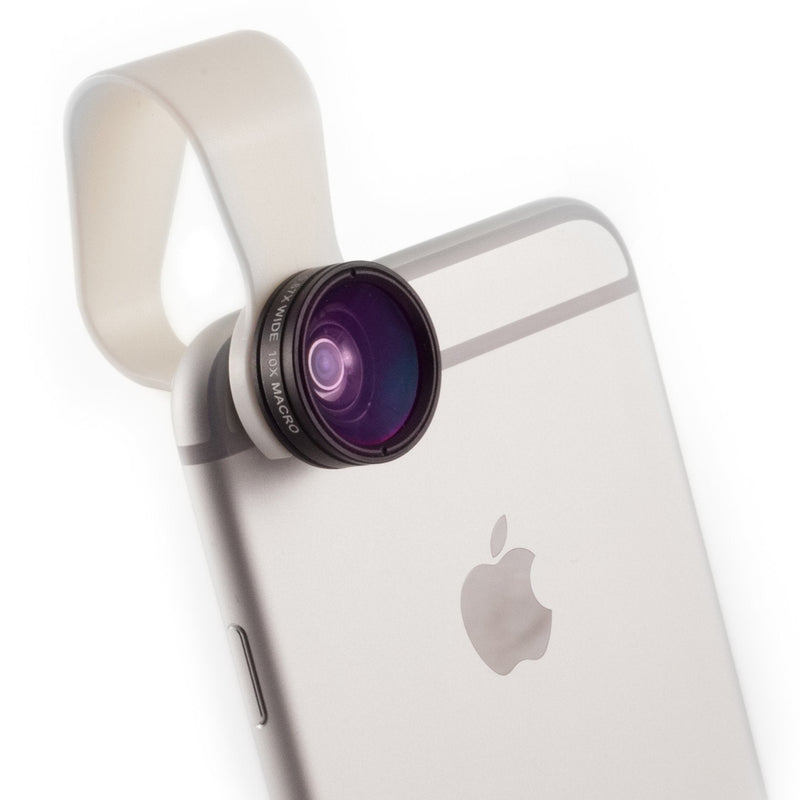 iPhone Camera Lens 2-in-1 by Pocket Lens, Macro and Wideangle Lens, Fits All iPhones, iPads, Samsung, Google Phones, Alternative to Olloclip, Comes with Waterproof Pouch