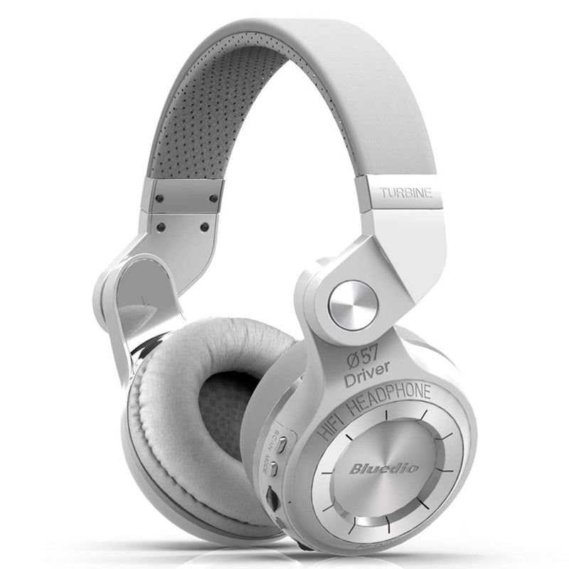 Bluedio T2 Plus Turbine Wireless Bluetooth Headphones with Mic/Micro SD Card Slot/FM Radio (White) White 186x85x200mm closed-back