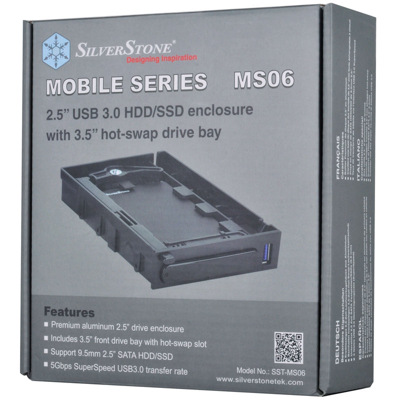 Silverstone Tek 2.5-Inch USB 3.0 HDD/SDD Enclosure with 3.5-Inch Hot-Swap Drive Bay (MS06)