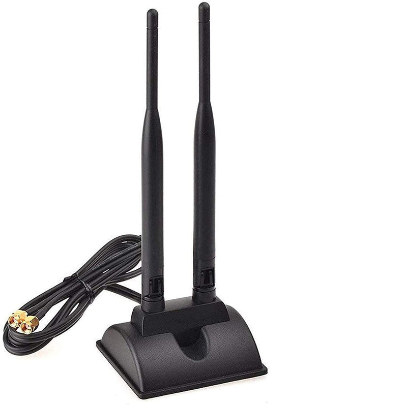 TECHTOO WiFi Antenna Dual Band 2.4GHz - 5.8GHz with RP-SMA Connector Magnetic Base for Wireless Network Router - USB Adapter - PCI PCIe Cards - Signal Booster - Access Point - Wireless Range Extender 2.4/5.8GHz Dual-Antenna