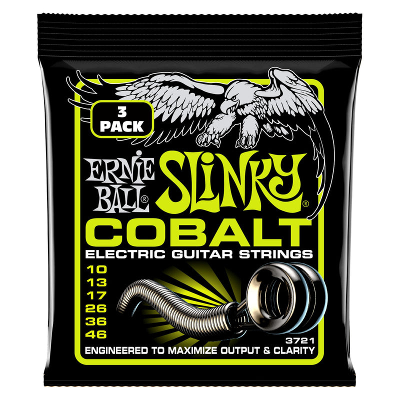 Ernie Ball Regular Slinky Cobalt Electric Guitar Strings 3-pack, 10-46 Gauge (P03721) Regular (10-46)