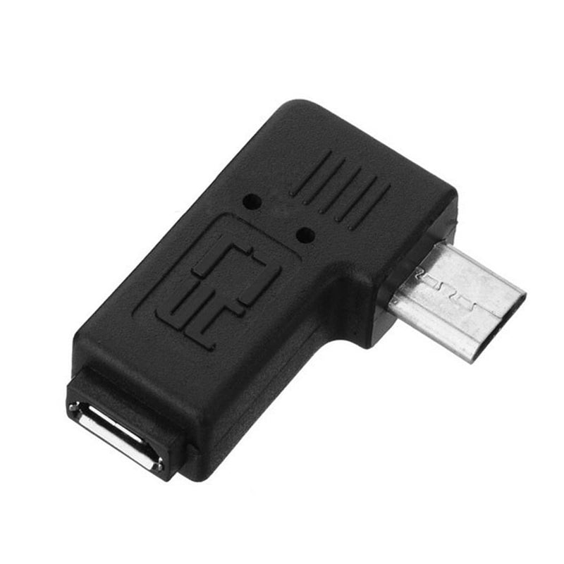 JSER 90 Degree Left Angled Micro USB 2.0 5P Male to Female M to F Extension Adapter