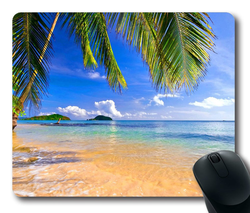 Gaming Mouse Pad Shore Palms Tropical Beach Oblong Shaped Mouse Mat Design Natural Eco Rubber Durable Computer Desk Stationery Accessories Mouse Pads For Gift Support Wired Wireless or Bluetooth Mouse 1