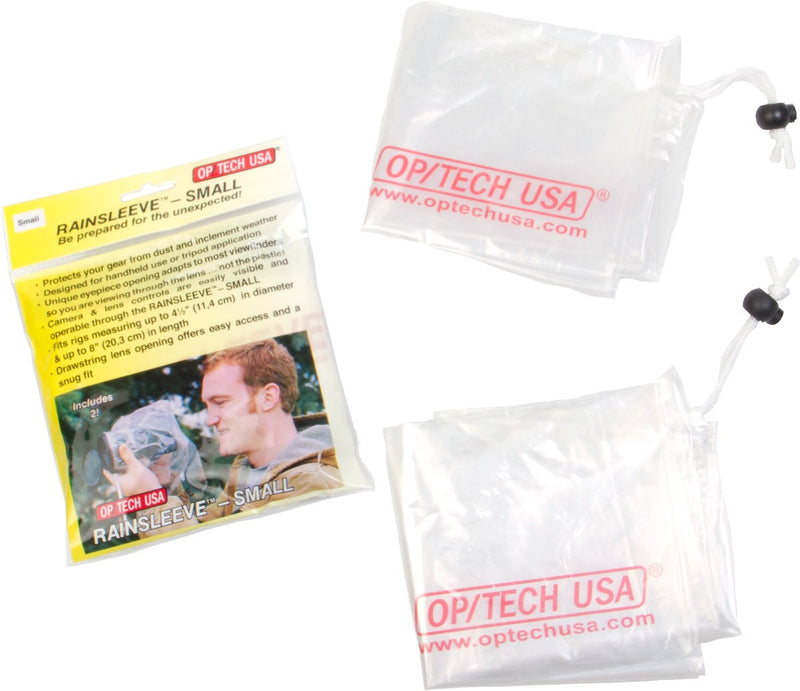 [AUSTRALIA] - OP/TECH USA Rainsleeve Camera Cover - Small Camera Sleeve Rain Cover - Clear Camera Rain Sleeve with Viewfinder - Camera Rain Cover - 2 Pack 2- Pack 