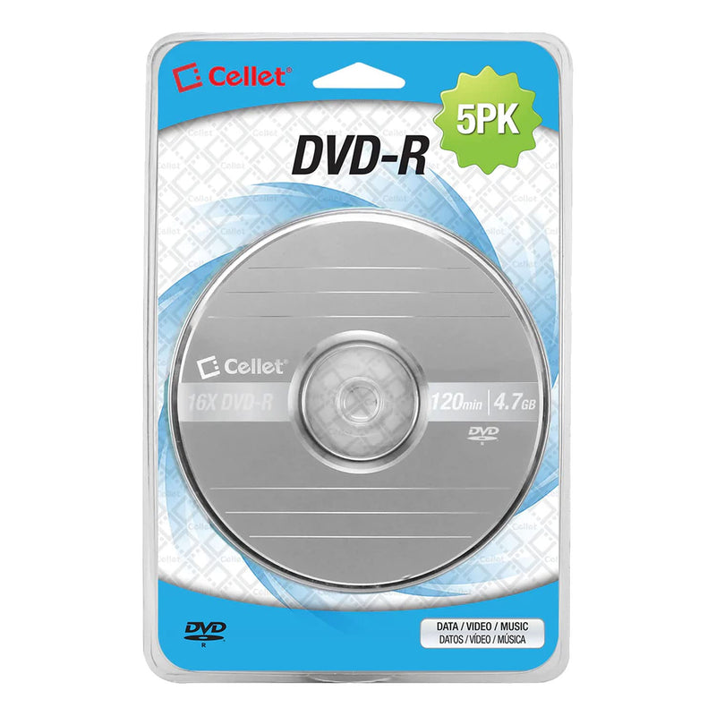 Recordable Blank DVD Disk 16X 120 Min 4.7 GB DVD-R for Video, Pictures, MP3 Files (DVD-R) (5 PIECES) WDVD5