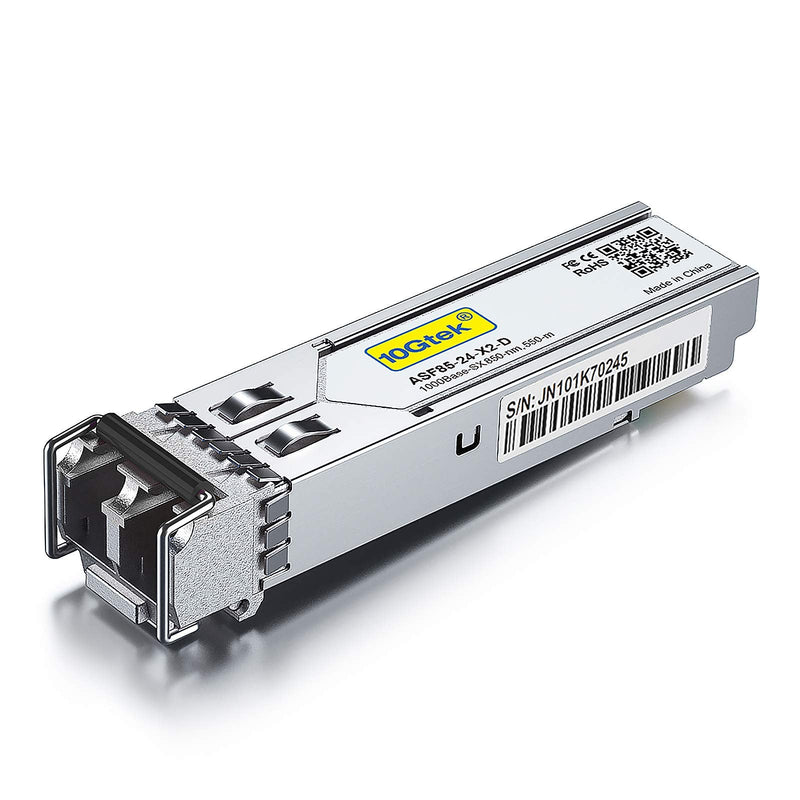 10Gtek 1.25G SFP 1000Base-SX, 850nm MMF, up to 550 Meters, Compatible with Netgear AGM731F 1G-SX: 550m x1