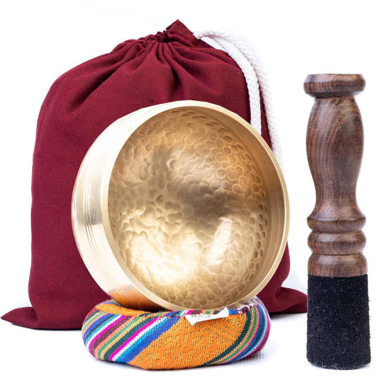 [AUSTRALIA] - Handmade Tibetan Singing Bowl-Meditation Bowl with Cushion, Mallet and Carry Bag-Handcrafted in Nepal- best for Yoga, Chakra Healing, Mindfulness, and Stress Relief-Spiritual Gifts for Women and Men 