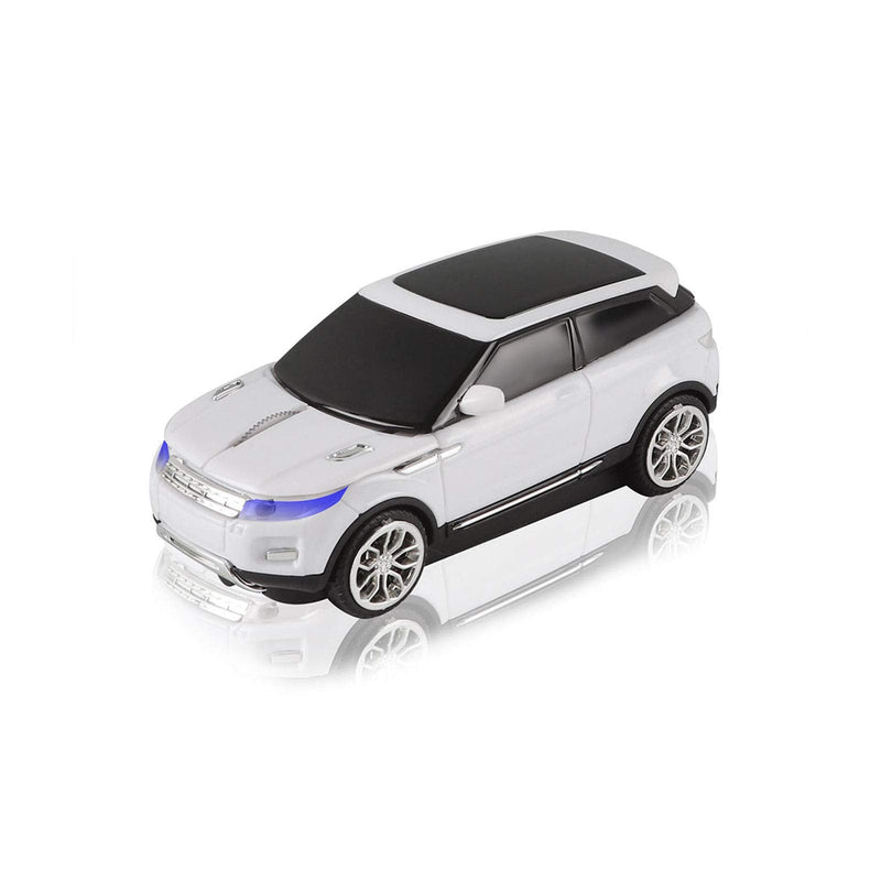 CHUYI Cool SUV Car Shaped Wireless Mouse 1600 DPI Optical Cordless Mice with USB Receiver for Office School Travel for PC Computer Laptop Gift (White-1 Pack) White
