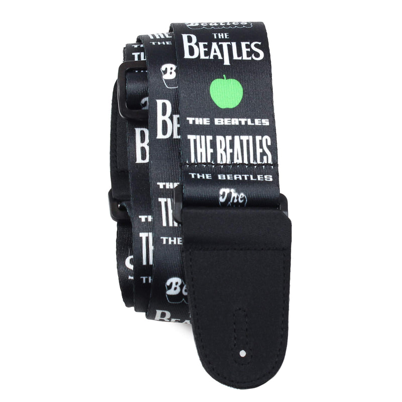 Perri's Leathers, 39"-58"- Black, The Beatles Officially Licensed Guitar Strap, Boutique & Fits Fender Electric, Custom, Adjustable, Durable Design, Acoustic & Bass Guitar Straps for Electric, Leather Green Apples