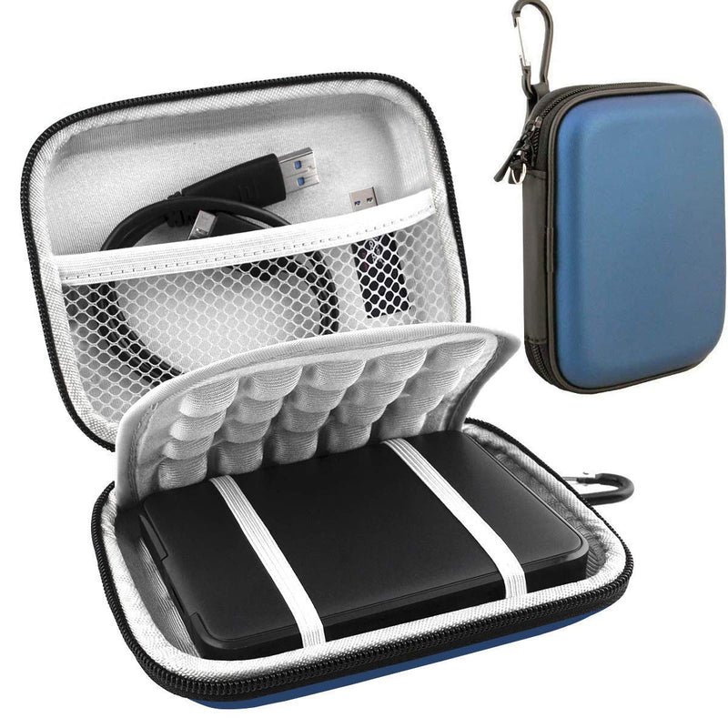 Lacdo Hard Drive Carrying Case for Western Digital WD My Passport Ultra WD Elements SE WD Gaming Drive Portable External Hard Drive 1TB 2TB 3TB 4TB 5TB USB 3.0 2.5 inch HDD Shockproof Travel Bag, Blue