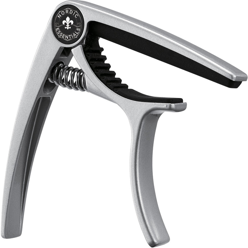 Guitar Capo Deluxe for Acoustic Guitars, Ukulele, Banjo, Mandolin, Bass - Made of Premium Quality Zinc Alloy for 6 & 12 String Instruments - Luxury Accessories by Nordic Essentials Classy Matte Silver