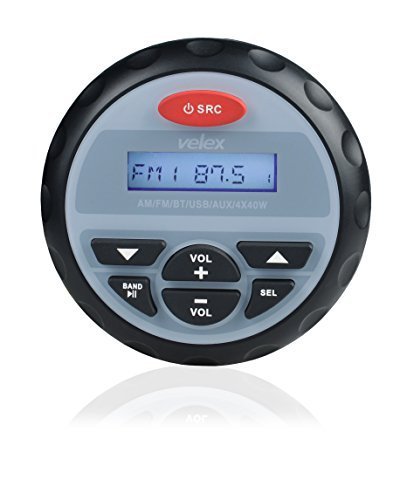 Waterproof Bluetooth Marine Stereo Receiver with MP3 Player AM FM Radio and USB for Streaming Music on Boats Golf Carts ATV UTV and Spa Hot Tubs Silver