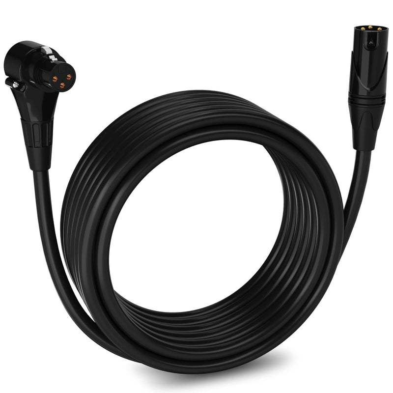 LyxPro 25 Feet Right Angle XLR Female to Male 3 Pin Mic Cord for Powered Speakers Audio Interface Professional Pro Audio Performance Camcorders DSLR Video Cameras and Recording Devices - Black 25 Ft. Angled Female