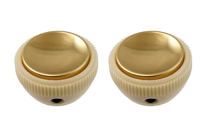 HOFNER VINTAGE TEA CUP BASS GUITAR KNOBS CREAM W/GOLD CENTER (SET OF 2)NEW