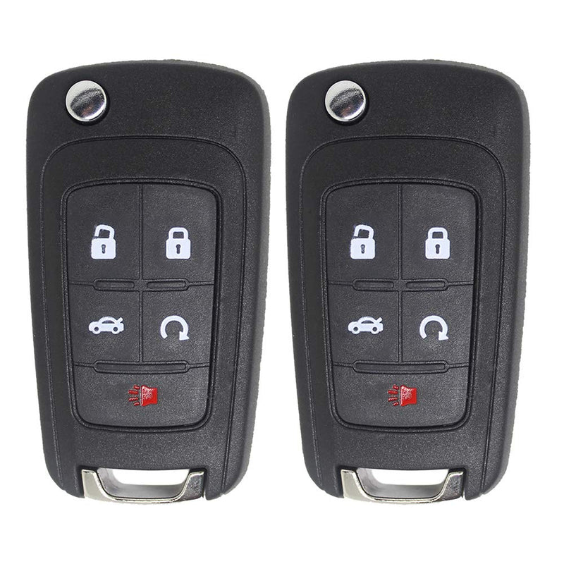 Keyless2Go Replacement for New Keyless Remote 5 Button Flip Car Key Fob for Vehicles that Use FCC OHT01060512 (2 Pack)