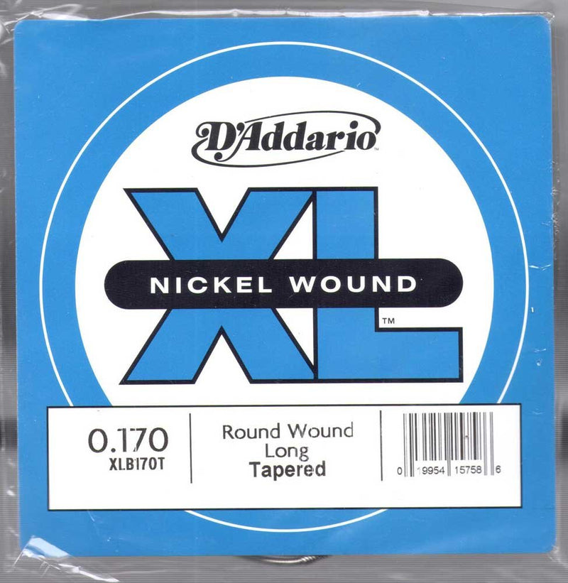 D'Addario XLB170T Nickel Wound Bass Guitar Single String, Long Scale, .170, Tapered .170 gauge