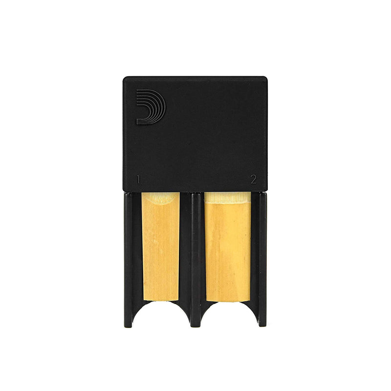 [AUSTRALIA] - D'Addario Reed Guard - Sax & Clarinet Reed Case - Fits Reeds for Eb Clarinet, Bb Clarinet, Soprano Saxophone, & Alto Saxophone - Holds 4 Reeds - Prevents Warping - Black Small 