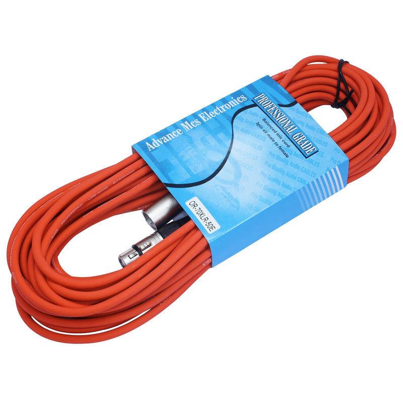 50 Foot Male to Female XLR Microphone Cable (Orange) Orange