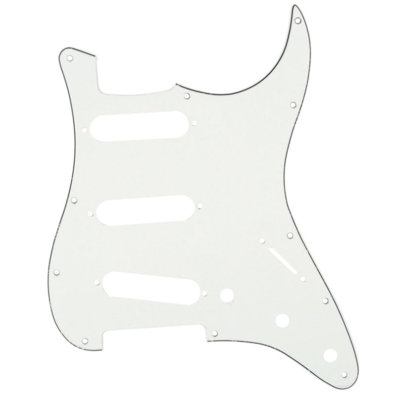 [AUSTRALIA] - Musiclily SSS 11 Hole Strat Pickguard ST Pick Guard Scratch Plate for Fender USA/Mexican Standard Stratocaster Modern Style Electric Guitar, 3Ply Aged White 3ply Parchment 