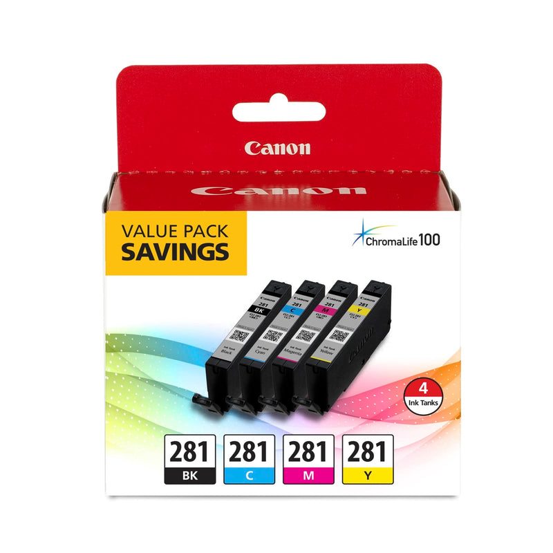 Canon CLI-281 XL BKCMY Four Color Value Pack Compatible to TR8520, TR7520, TS9120 Series,TS8120 Series, TS6120 Series, TS9521C, TS9520, TS8220 Series, TS6220 Series