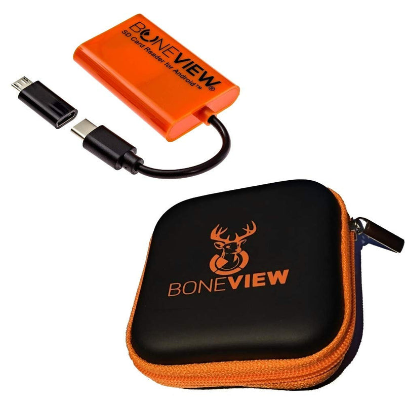 SD Card Reader for Android - Type C USB Trail Camera Viewer, Photo & Video from All Game Cam Memory on Any Smart Phone, Samsung, Moto, LG + Free MicroUSB OTG Adapter, Includes Zipper Case