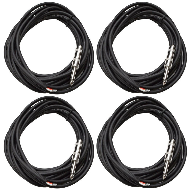 Seismic Audio - QRW15 (4 Pack) - 15 Foot Raw Wire to 1/4" Speaker Cable - 16 Guage - PA/DJ/Home Audio 15 Feet