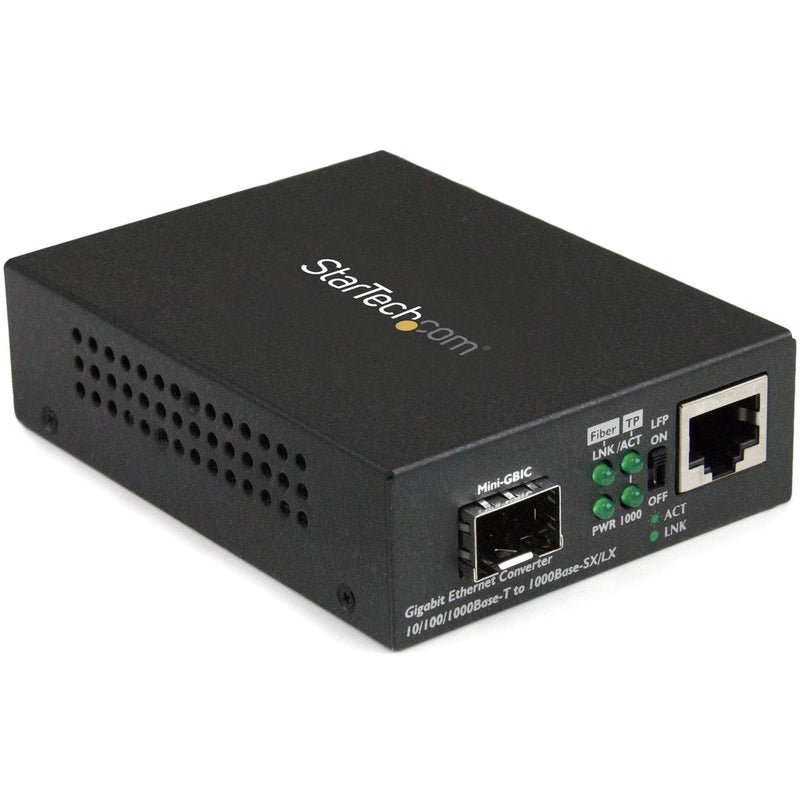 StarTech Gigabit Fiber Media Converter, Open SFP, MM/SM, TAA (MCM1110SFP) | Standalone Gigabit Ethernet to Fiber Converter, 10/100/1000 Mbps Networks, Open SFP Slot 1 Gigabit Ethernet Unmanaged | No Chassis Mount | Single Mode & Multimode