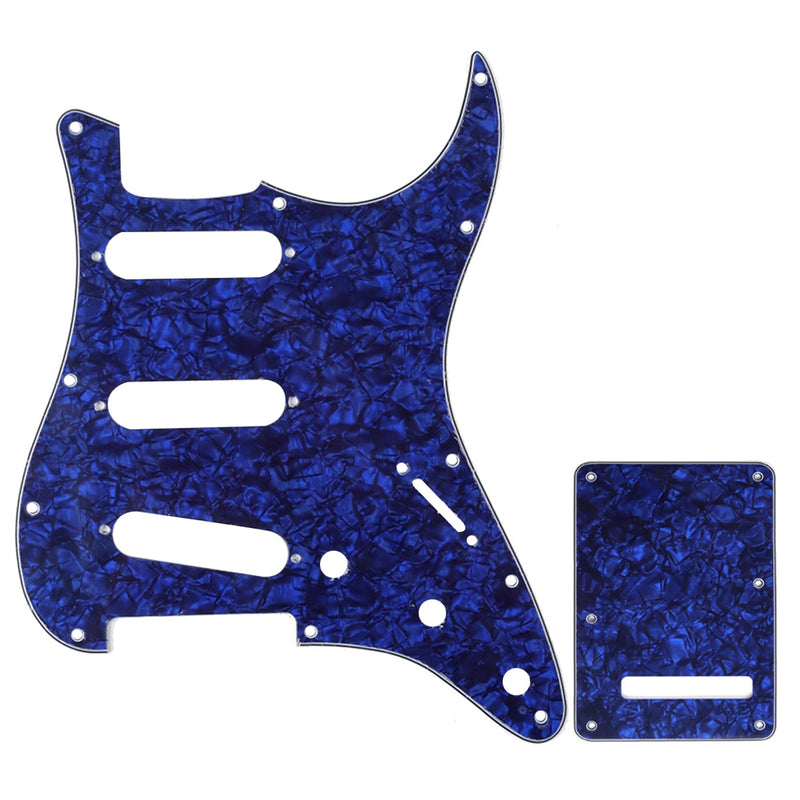 [AUSTRALIA] - Musiclily SSS 11 Holes Strat Guitar Pickguard and BackPlate Set for Fender USA/Mexican Made Standard Stratocaster Modern Style Parts,4Ply Blue Pearl 