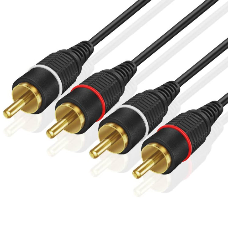 TNP Products 2RCA Stereo Audio Cable (12 Feet) - Dual RCA Plug M/M 2 Channel (Right and Left) Gold Plated Dual Shielded RCA to RCA Male Connectors Black 12 Feet