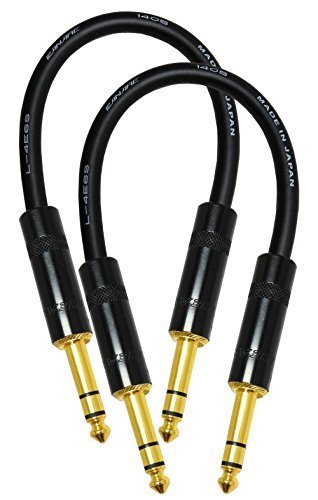 2 Units - 6 Inch - Canare L-4E6S Star Quad, Patch Cable terminated with Neutrik-Rean NYS ¼ Inch (6.35mm) Gold TRS Stereo Phone Plugs - CUSTOM MADE By WORLDS BEST CABLES.