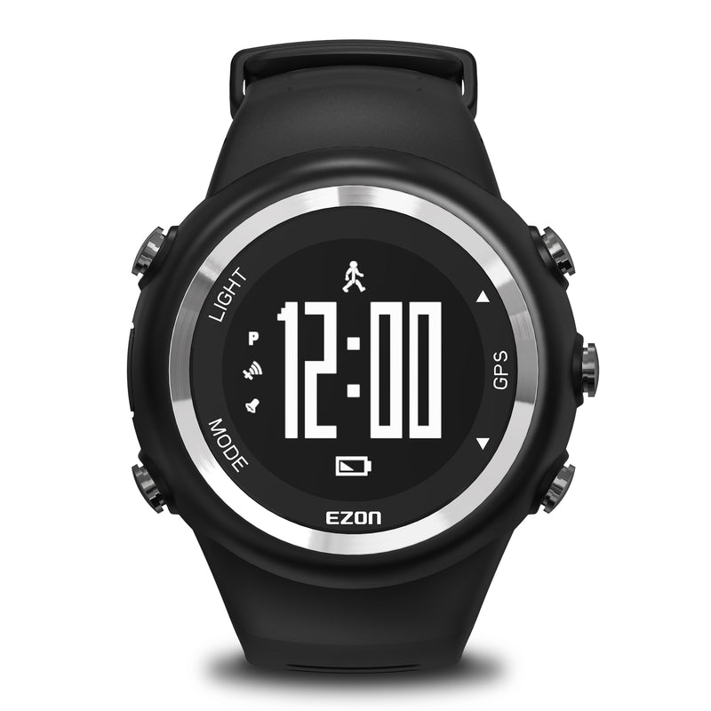 EZON GPS Running Watch with Speed Distance Pace Alarm and Calorie Counter and Stopwatch for Men T031 Black Athletic