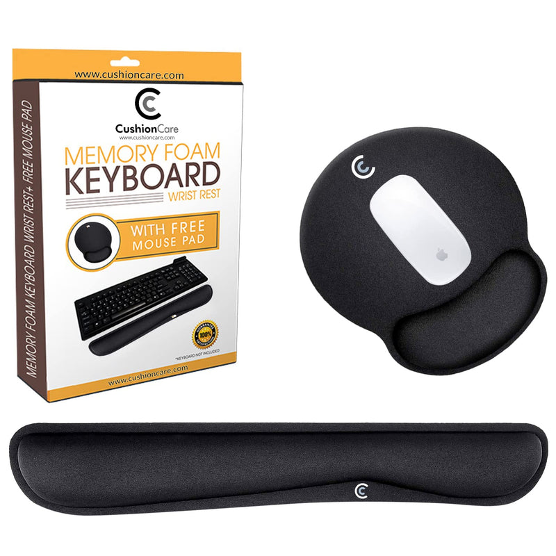 Wrist Rests for Keyboard and Mouse Pad Set - Memory Foam Cushion, Black - Ergonomic Wrists Hand Arm Rest Support for Laptop Computer Desk and Gaming - Carpal Tunnel Syndrome Relief Original