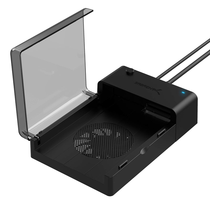 SABRENT USB 3.0 to SATA Hard Drive Dock with Cooling Fan (EC-DFFN) | Lay-flat hard drive enclosure/dock; 2.5"/3.5" HDD/SSD; built-in fan; UASP; up to 22TB; external hard drive enclosure Lay-Flat Docking Station