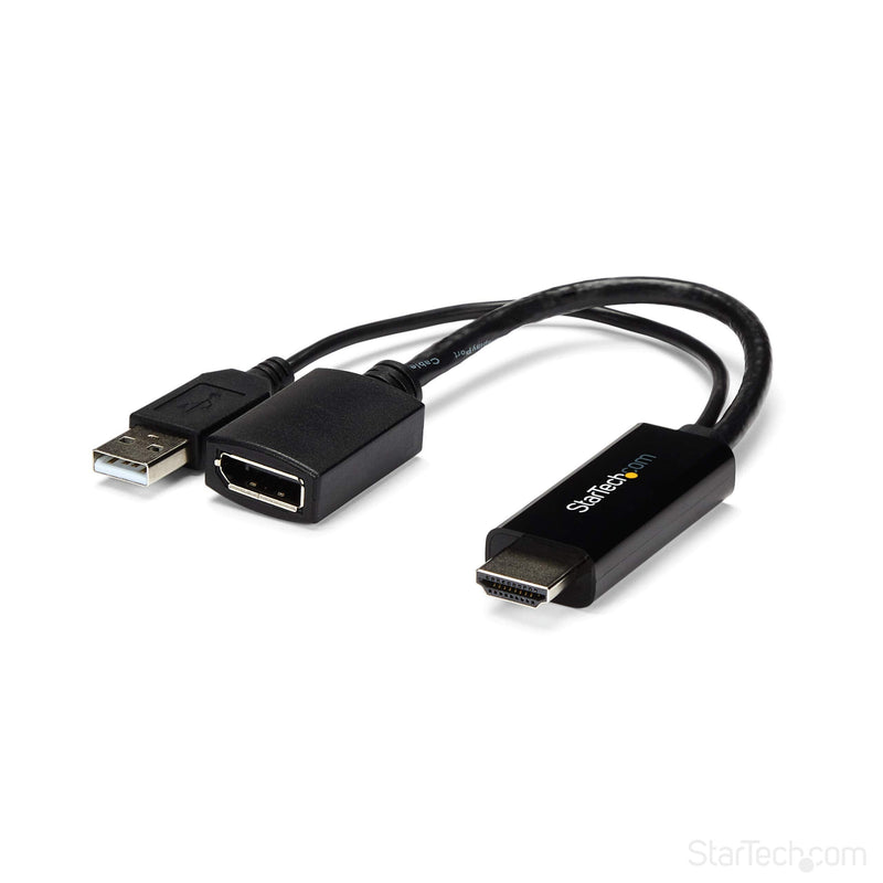 [AUSTRALIA] - StarTech.com 4K 30Hz HDMI to DisplayPort Video Adapter w/ USB Power - 6 in - HDMI 1.4 (Male) to DP 1.2 (Female) Active Monitor Converter (HD2DP), Black 