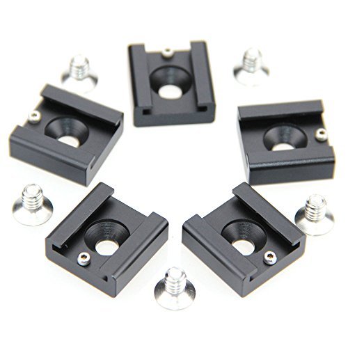 CAMVATE Cold Shoe Mount with 1/4''-20 Hole for Camera Flash Microphone Accessories(5 Pieces) - 0994 5Piece,Gray-2
