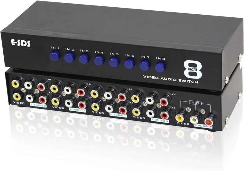 [AUSTRALIA] - E-SDS 8-Way RCA Switch AV Switcher 8 in 1 Out Composite Video L/R Audio Selector Box for DVD STB Game Consoles 