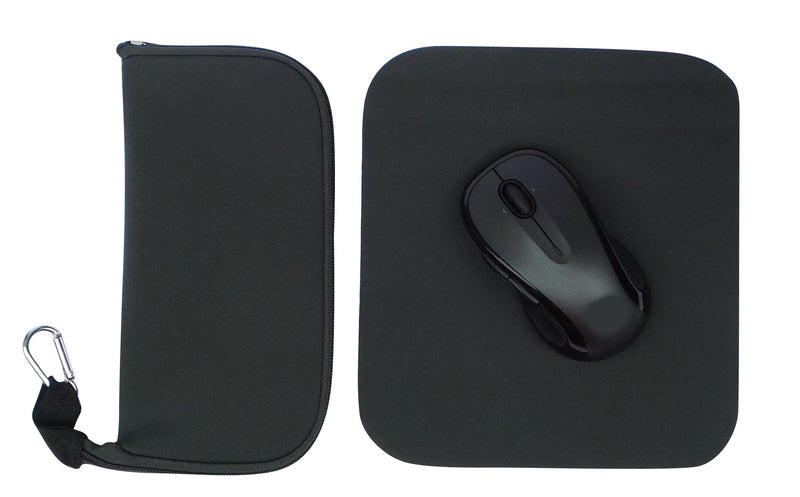 Travel Mouse Case Electronics Organizer Bag | Laptop Cord Cable Accessory Pouch with Extra Rolled Up Travel Mouse Pad | Pouch Also Unzips Flat Into Mouse Pad (Black) charcoal