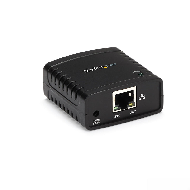 StarTech 1-Port USB 2.0 Network Print Server, 10/100Mbps, TAA (PM1115U2) | Network Print Server, Wired Ethernet LAN USB 2.0 Adapter, 10/100Mbps USB Print Server