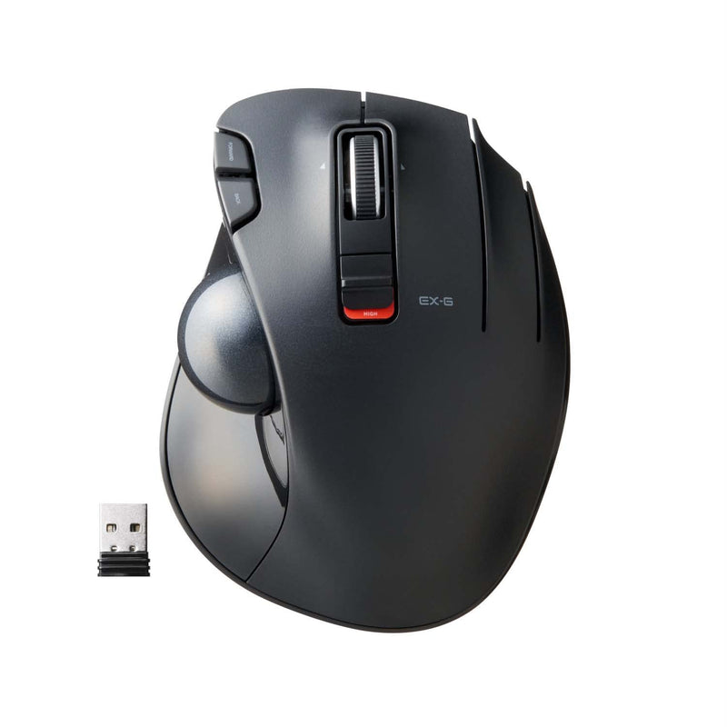 ELECOM EX-G Trackball Mouse, 2.4GHz Wireless, Thumb Control, Sculpted Ergonomic Design, 6-Button Function with Smooth Tracking, Ergonomic Design, Optical Gaming Sensor, Windows11, macOS (M-XT3DRBK)