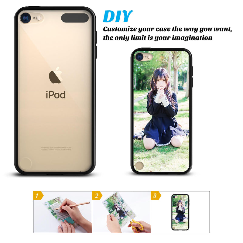ULAK iPod Touch 7 Case,iPod Touch 6 & 5 Case, Clear Slim Hybrid Bumper TPU/Scratch Resistant Hard PC Back/Corner Shock Absorption Case for Apple iPod Touch 5th 6th 7th Generation, Black