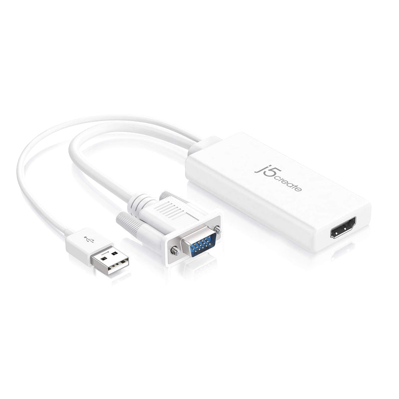 j5create HDMI to VGA Adapter- 4K 1080p @ 60 Hz | 1.62 Gbps and 2.7 Gbps | Compatible with Apple iMac or MacBook, PC, HDTV, Projectors and More
