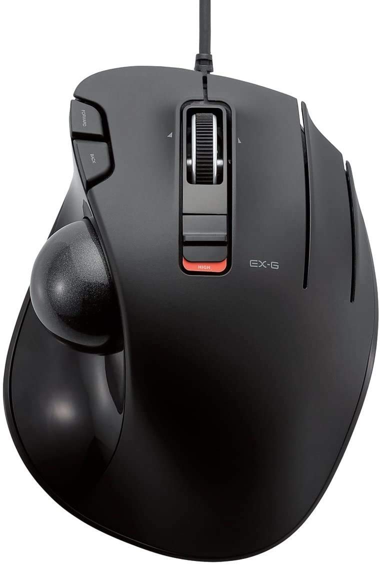 ELECOM EX-G Trackball Mouse, 2.4GHz Wired, Thumb Control, Ergonomic Design, 5-Button Function with Smooth Tracking, Ergonomic Design, Optical Gaming Sensor, Windows11, macOS (M-XT2URBK-G) Black / Black ball