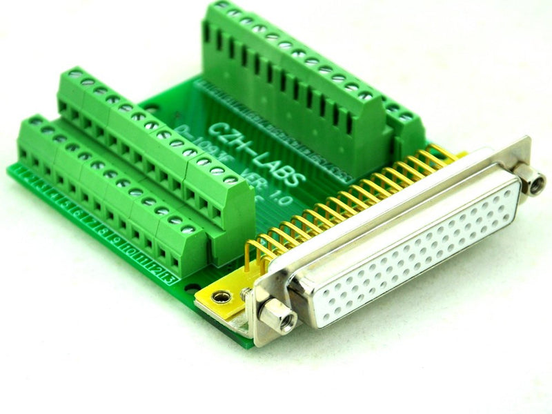 CZH-LABS Slim Right Angle D'sub Header Breakout Board, Terminal Block DSUB Connector Module (DB50 Female) DB50 Female