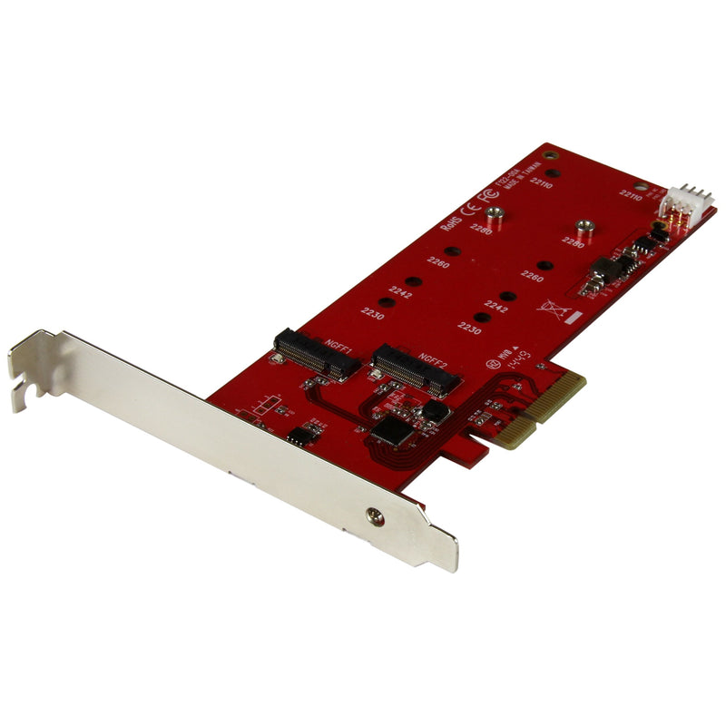 StarTech.com 2x M.2 SATA SSD Controller Card - PCIe - PCI Express M.2 SATA III Controller - NGFF Card Adapter (PEX2M2), Red