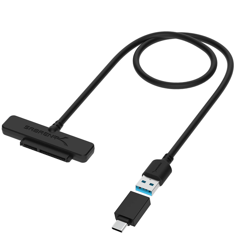 SABRENT USB 3.1 (Type-A) to SSD / 2.5-Inch SATA Hard Drive Adapter [Optimized for SSD, Support UASP SATA III] (EC-SS31) Hard Drive Adapter Type-A|C Black